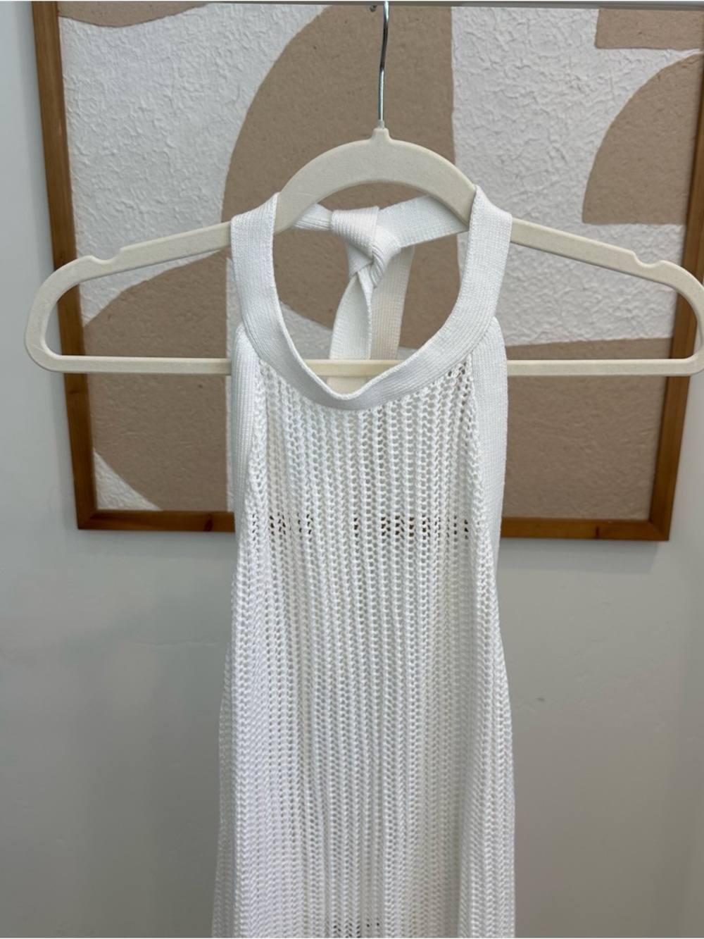 Quince White Crochet Knit Halter Swim Coverup - Picture 3 of 4